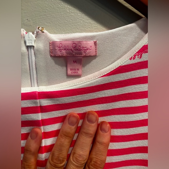 Lilly Pulitzer White and Pink Fit and Flare Mini Dress boat midi medium resort - Picture 13 of 16